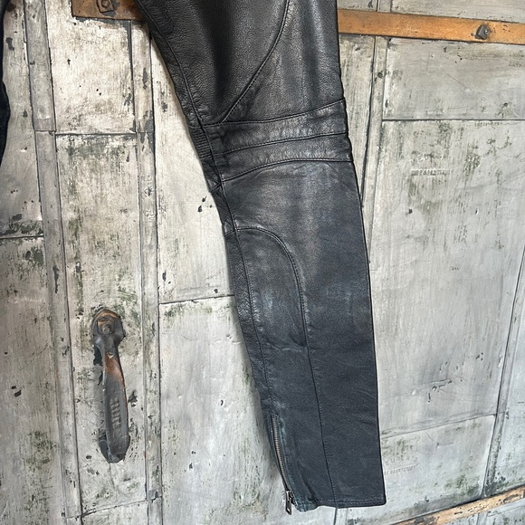 ALL SAINTS Italian Leather Low Rise Moto Pants - Picture 10 of 12